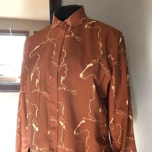 Alex Colman vintage abstract horse print blouse